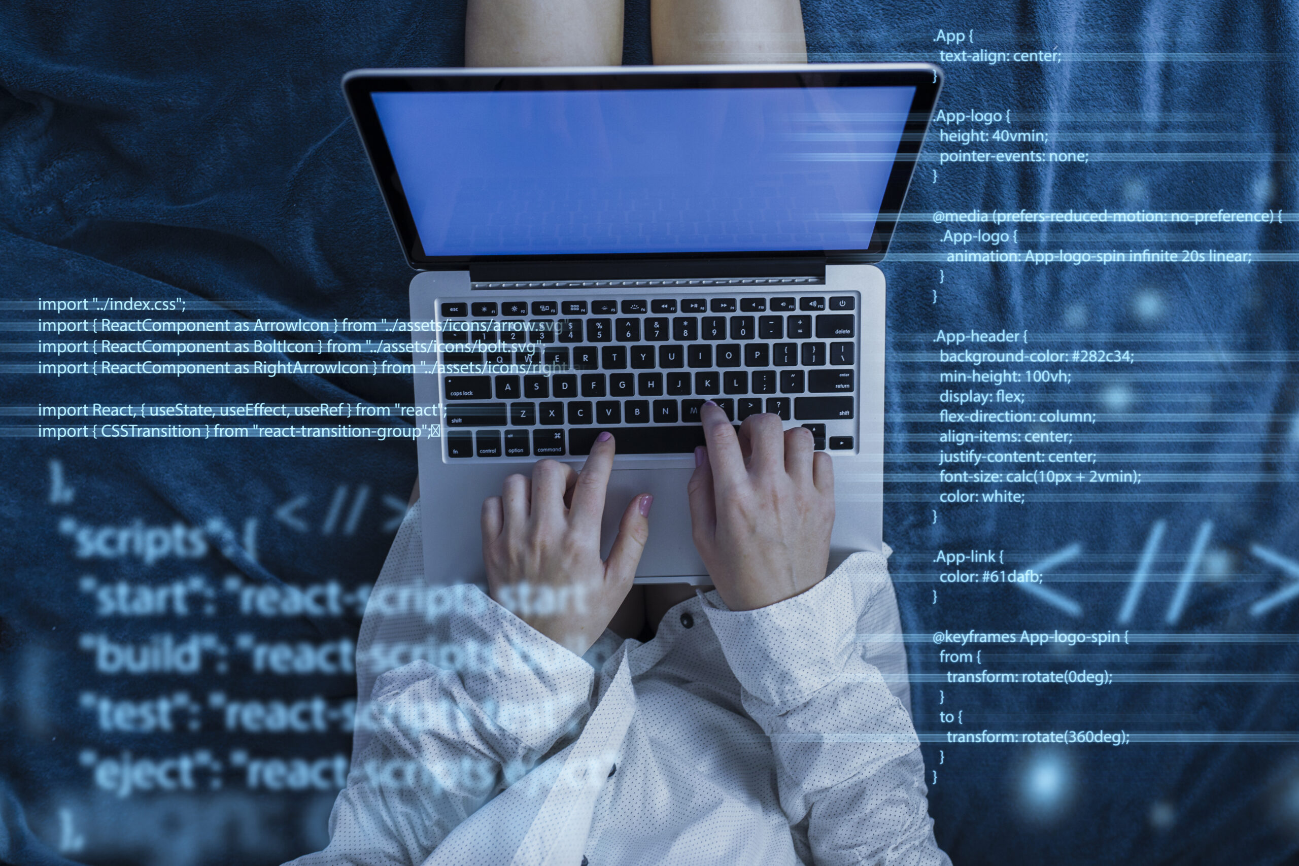 Programming Background With Person Working With Codes Computer Scaled